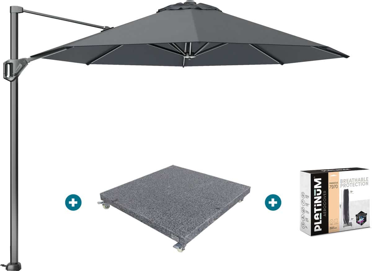 platinum voyager ronde zweefparasol t1 3 m. antraciet met