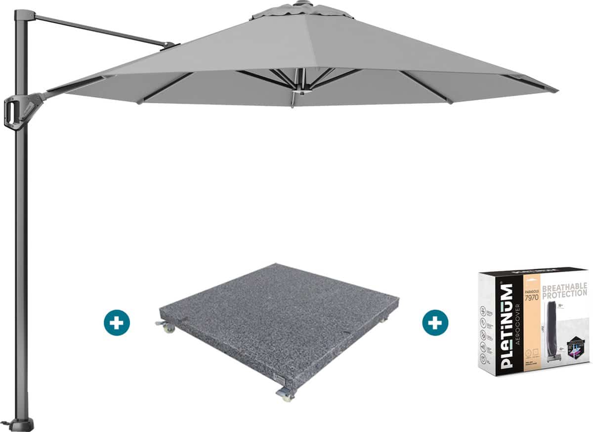 platinum voyager ronde zweefparasol t1 3 m. light grey