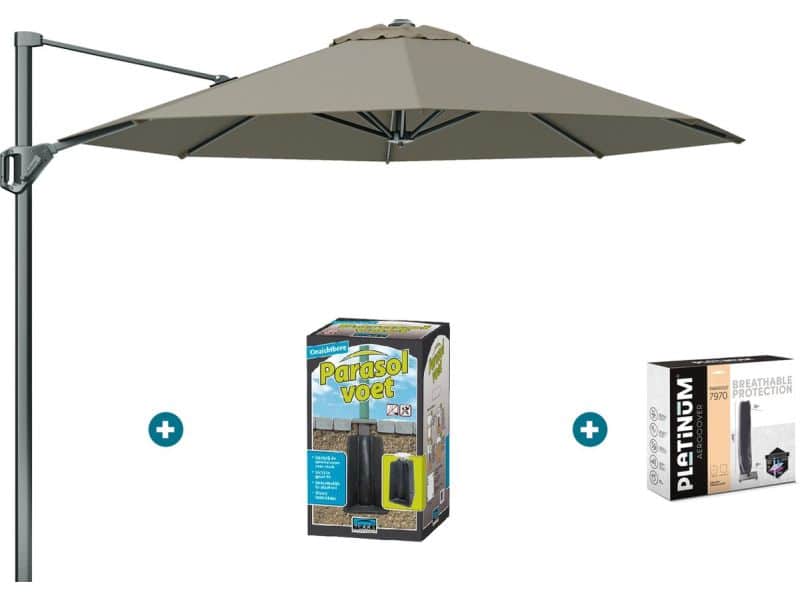 Platinum Voyager ronde zweefparasol T1 3 m. - Taupe met