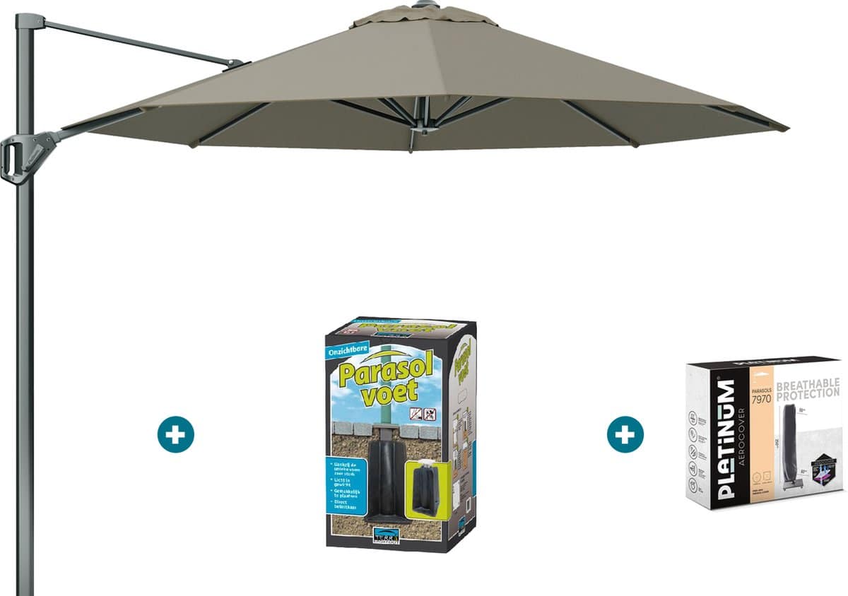 platinum voyager ronde zweefparasol t1 3 m. taupe met