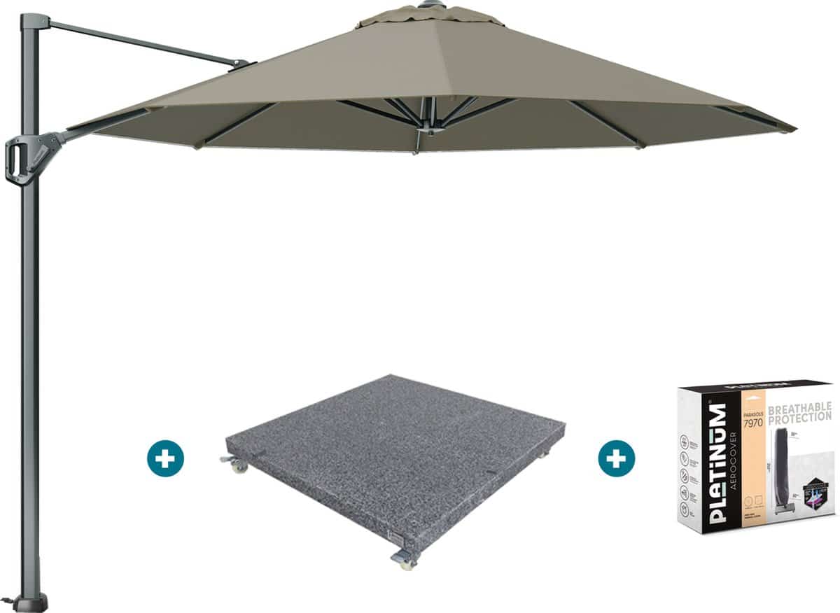 platinum voyager ronde zweefparasol t1 3 m. taupe met