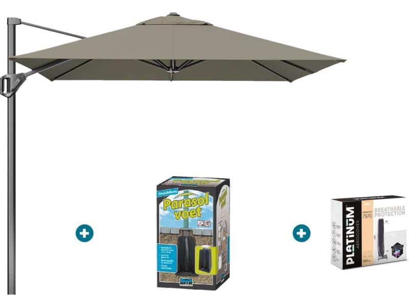 Platinum Voyager zweefparasol T1 2.5x2.5 m. - Taupe met ingraafvoet