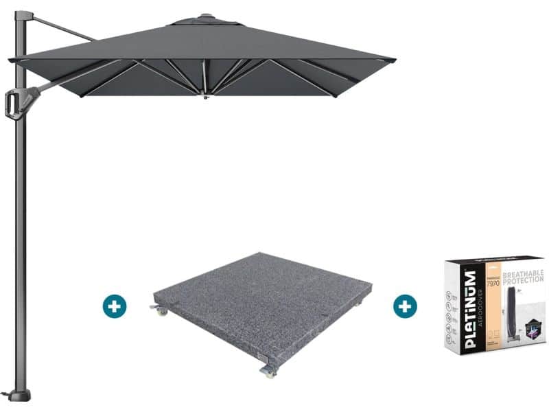Platinum Voyager zweefparasol T1 3x2 m. - Antraciet met voet
