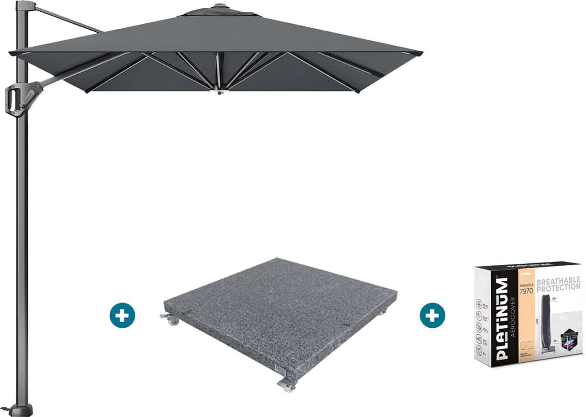 platinum voyager zweefparasol t1 3×2 m. antraciet met voet