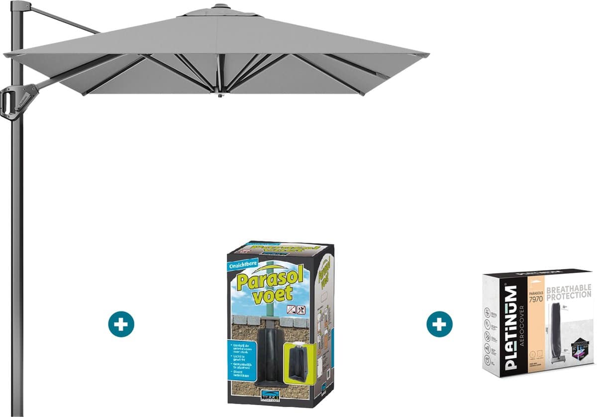 platinum voyager zweefparasol t1 3×2 m. light grey met