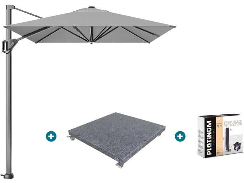 Platinum Voyager zweefparasol T1 3x2 m. - Light Grey met