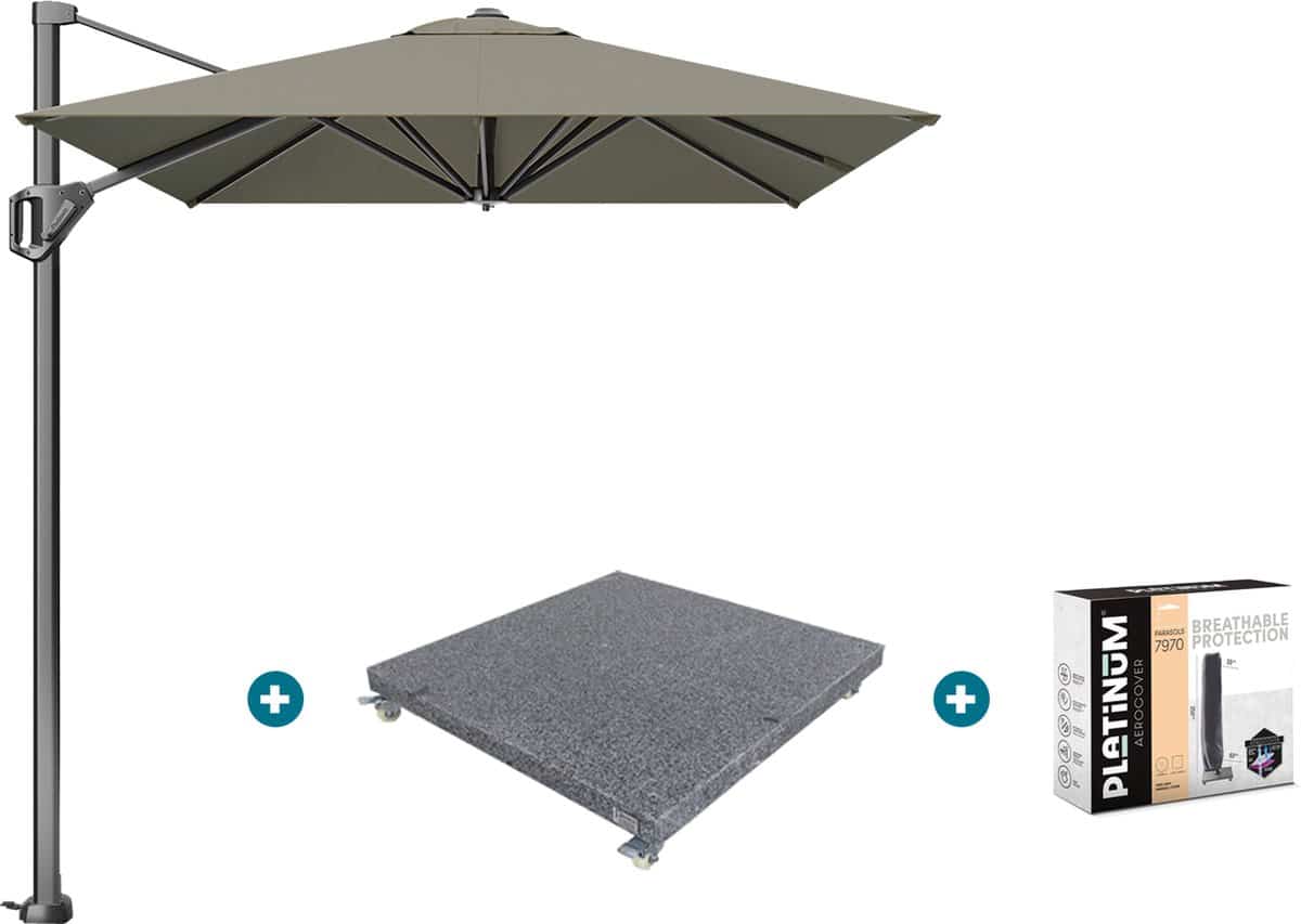 platinum voyager zweefparasol t1 3×2 m. taupe met voet