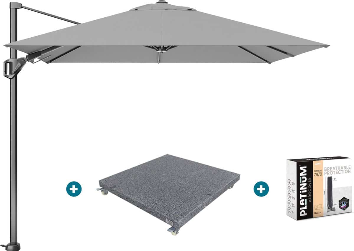 platinum voyager zweefparasol t2 2,7×2,7 m. light grey met