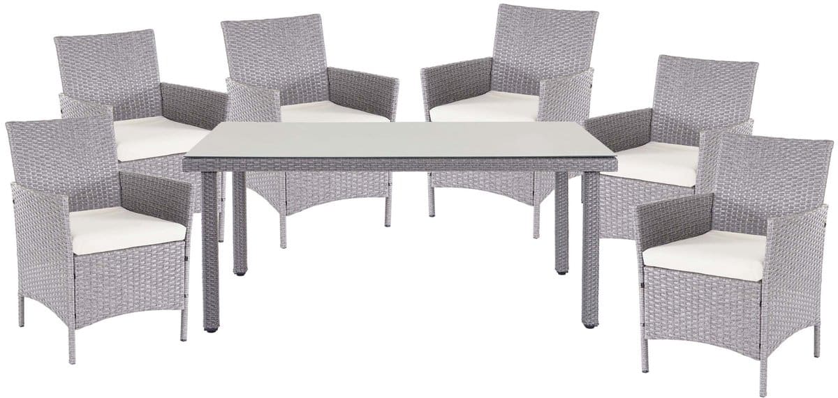 poly rotan set halden, tuinmeubelen balkonset ~ grijs, kussens crème