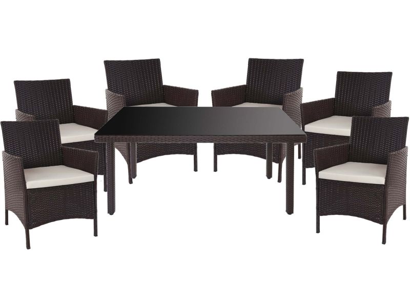 Poly rotan set Halden, tuinmeubelen balkonset zitset ~ bruin