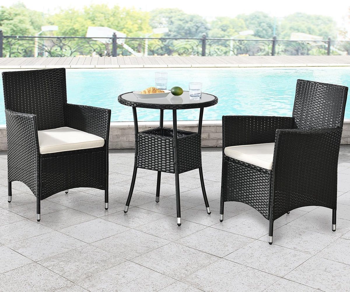 polyrotan balkonset bayamo 3 delig zwart/creme