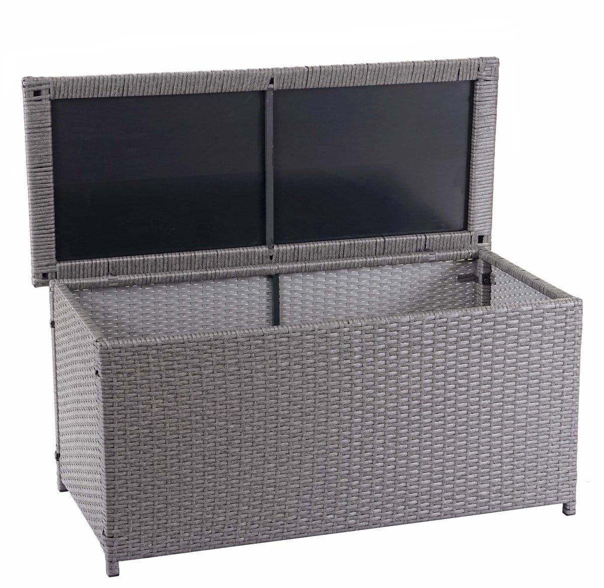 polyrotan kussenbox mcw d88, tuinkist kussenbox kist ~ basic grijs, 63x135x52cm 320l