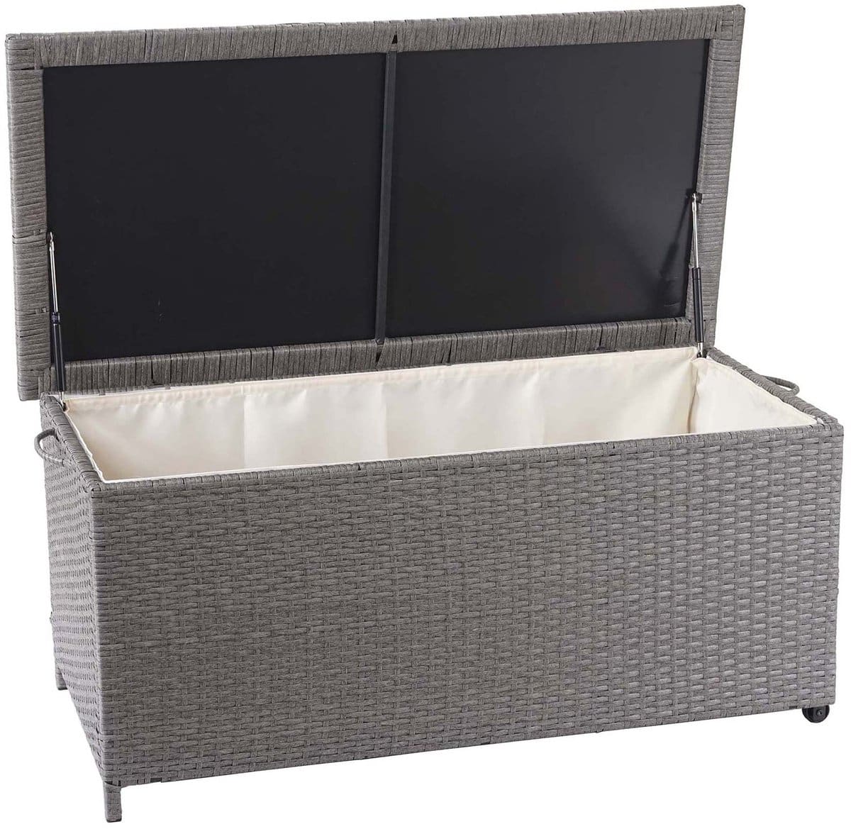 polyrotan kussenbox mcw d88, tuinkist kussenbox kist ~ premium grijs, 51x115x59cm 250l