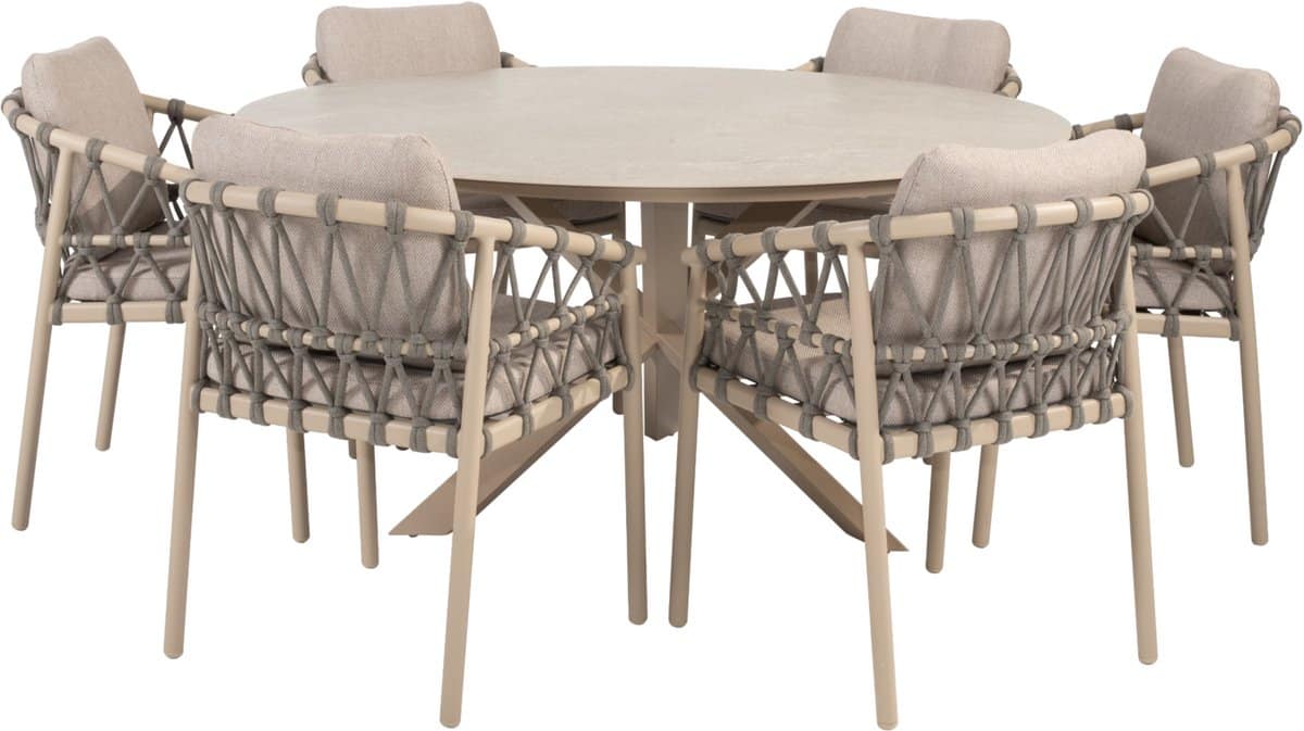 prado cannes dining tuinset 130xh75 cm rond 5 delig keramiek