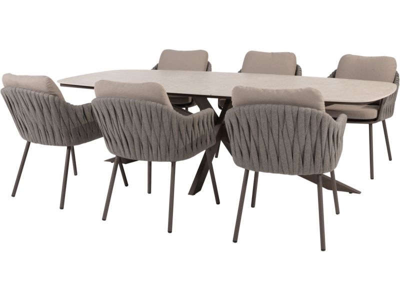 Prado Cannes dining tuinset 240x105xH75 cm 7 delig terre met