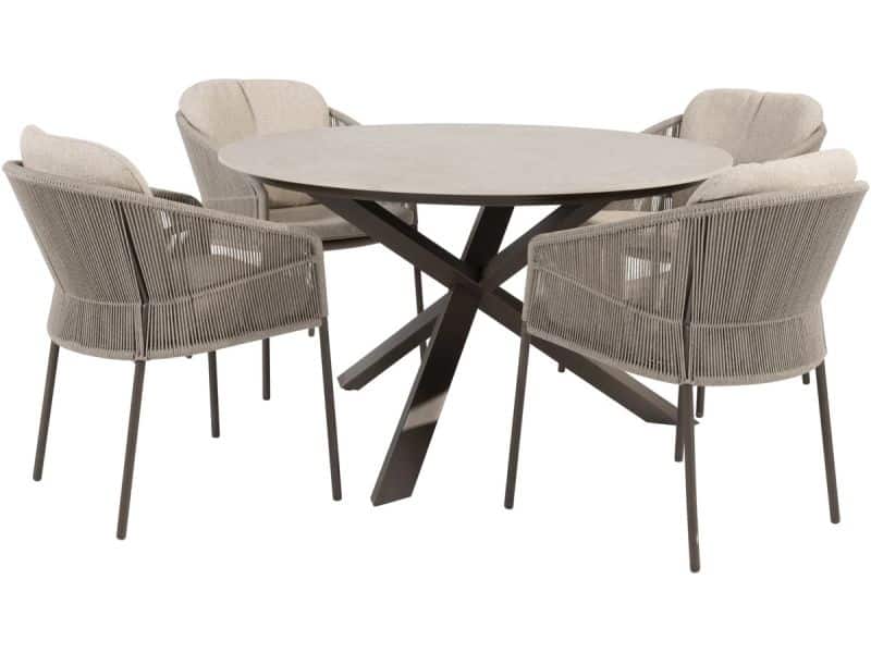 Prado Florence dining tuinset 130xH75 cm rond 5 delig keramiek