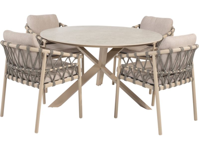 Prado Piacenza dining tuinset 130xH75 cm 5 delig keramiek latte