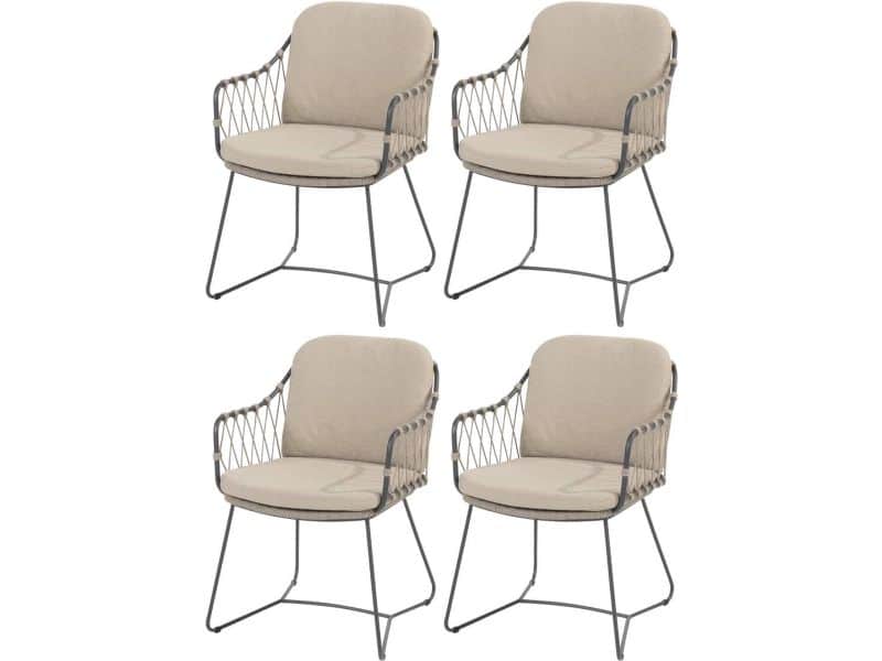 Prego dining tuinstoel rope antraciet taupe Taste 4SO set van