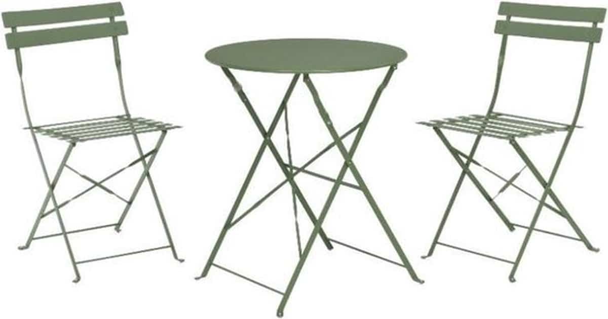 pro garden bistroset staal groen 3 delig