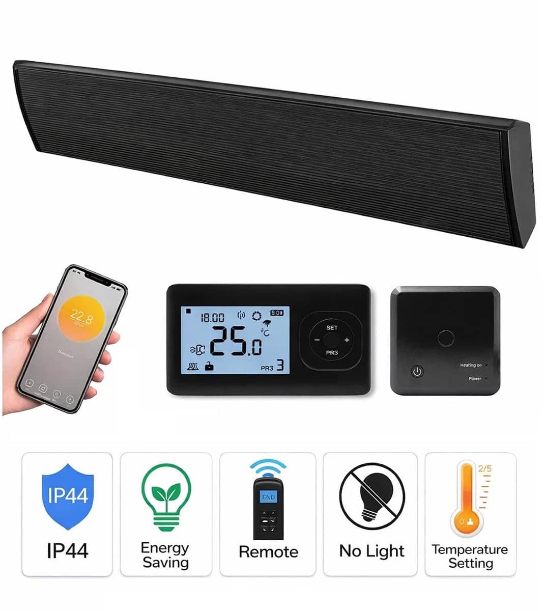 quality heating infrarood terrasheater thermolux 1800watt met wifi en afstandsbediening