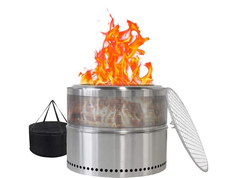 Re-purelife® Stijlvolle Vuurplaats Zilver - 50x50*38 cm - Rookarme Vuurkuip - RVS Materiaal - 360 Graden Verwarming - Draagbaar