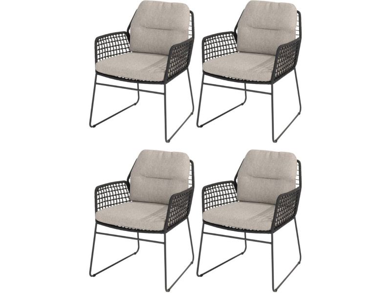 Rhodos dining tuinstoel antraciet Taste 4SO set van 4