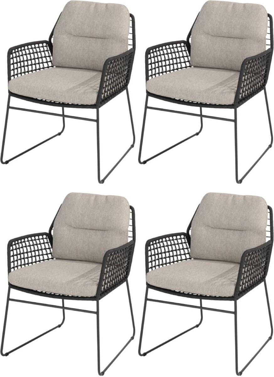 rhodos dining tuinstoel antraciet taste 4so set van 4