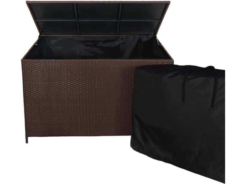 Rieten Tuinopbergdoos Groot met Waterdichte Draagtas - 582L - Ideaal voor Kussens en Tuinaccessoires