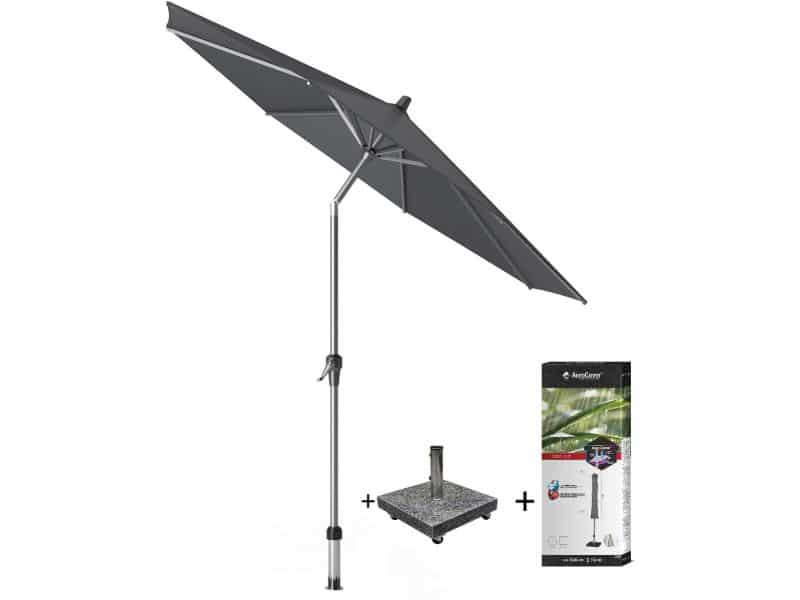 Riva parasol 250 cm rond antraciet met kniksysteem met 40