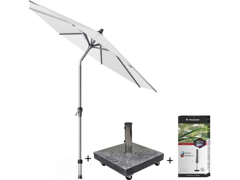 Riva parasol 250 cm rond wit met kniksysteem met 40KG