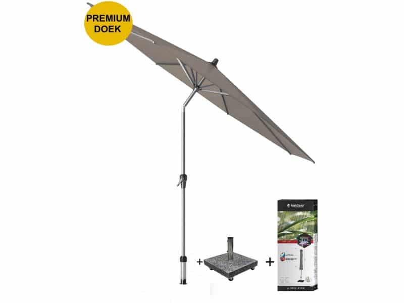 Riva premium parasol 300 cm rond havanna met kniksysteem met