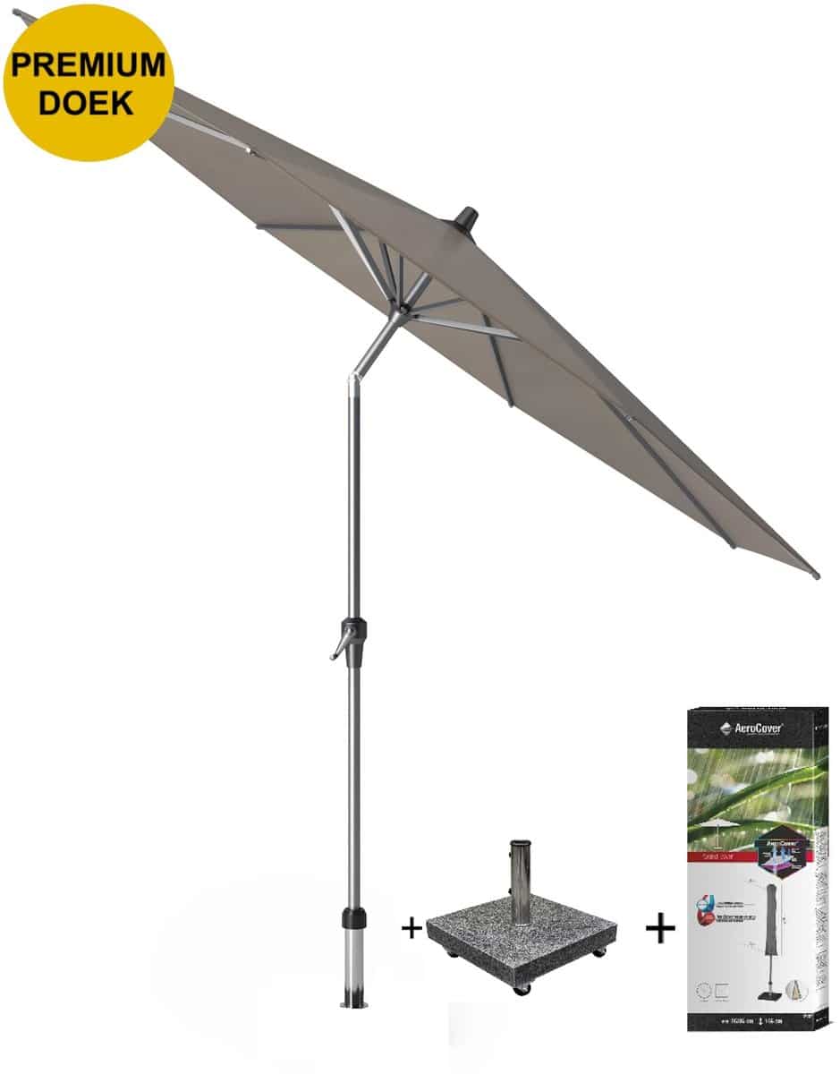 riva premium parasol 300 cm rond havanna met kniksysteem met