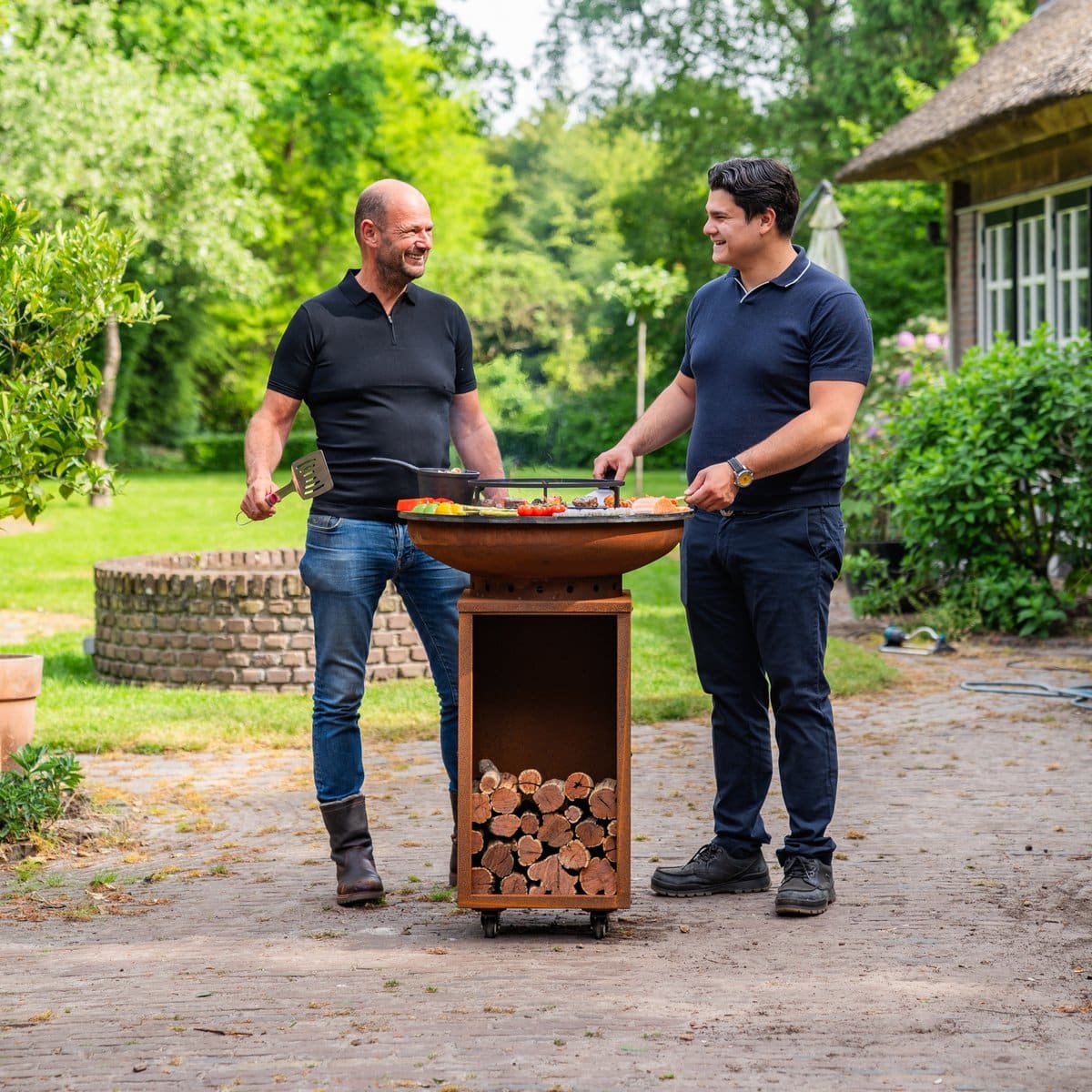 rjroyal living plancha bbq camarada volledig cortenstaal met 8 mm