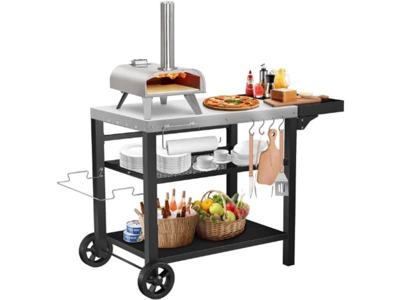 Roestvrijstalen Grilltafel - Grillwagen - 116 X 54 Cm Met