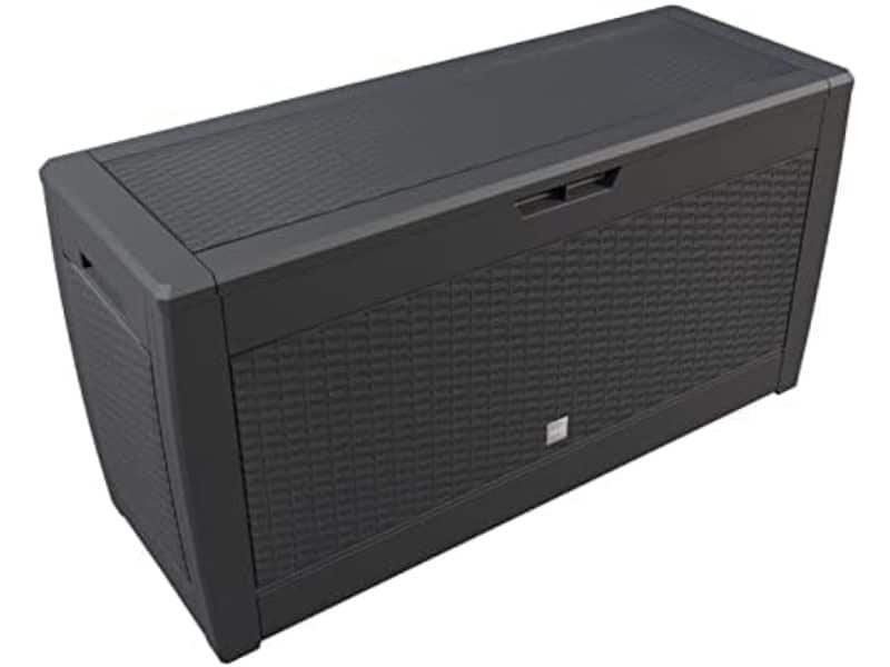 Rolbare Tuin Opbergbox Rotan-look 119 x 48 x 60cm - Antraciet - 310 Liter - Waterdicht - Met wielen en handgrepen