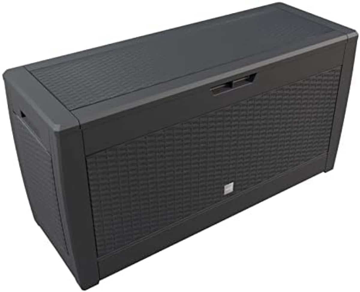 rolbare tuin opbergbox rotan look 119 x 48 x 60cm antraciet 310 liter waterdicht met wielen en handgrepen