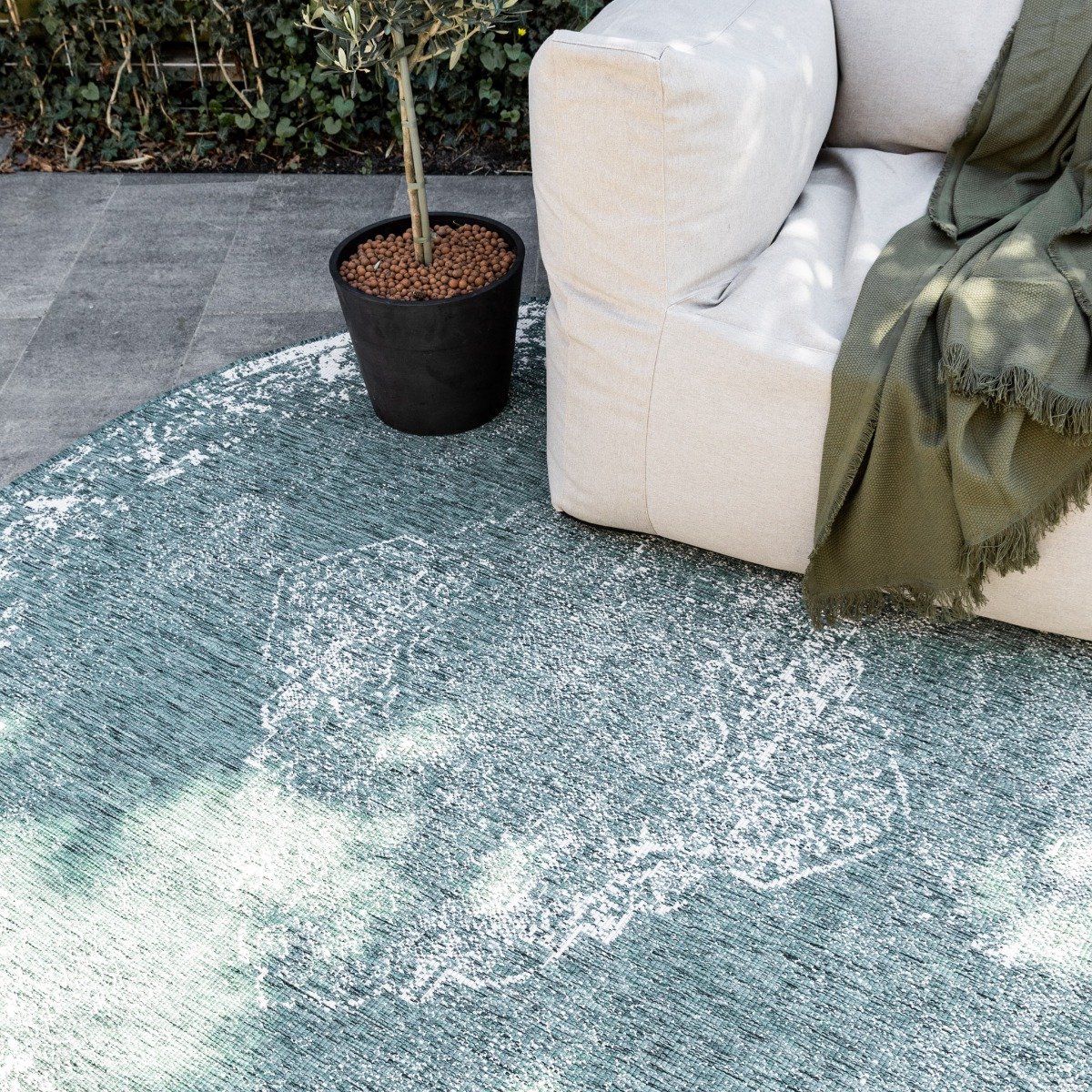 rond buiten vloerkleed sage groen dubbelzijdig eva interior rond 240 Ø (xxl)