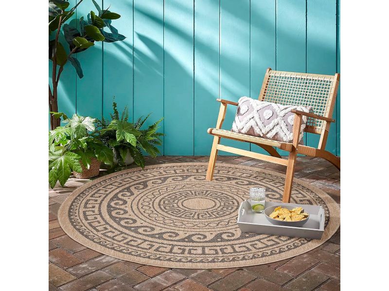 Rond Buitenkleed 120 cm - Weerbestendig Terraskleed met Natuurlijke Sisal-look voor Balkon, Tuin of Keuken