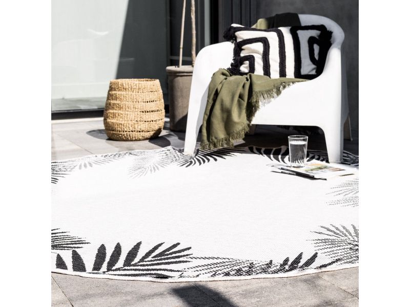 Rond Buitenkleed Leaf - Zwart - dubbelzijdig - EVA Interior - Rond 240 Ø - (XXL