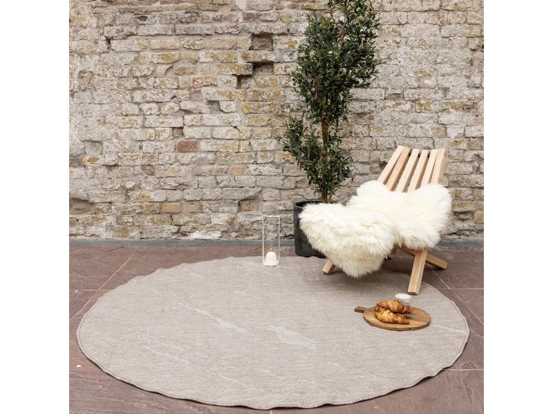 Rond Buitenkleed Marble - Naturel/wit - dubbelzijdig - EVA Interior - Rond 240 Ø - (XXL)