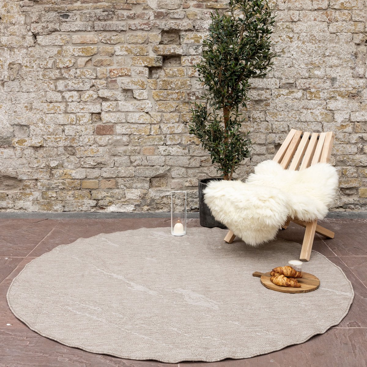 rond buitenkleed marble naturel/wit dubbelzijdig eva interior rond 240 Ø (xxl)