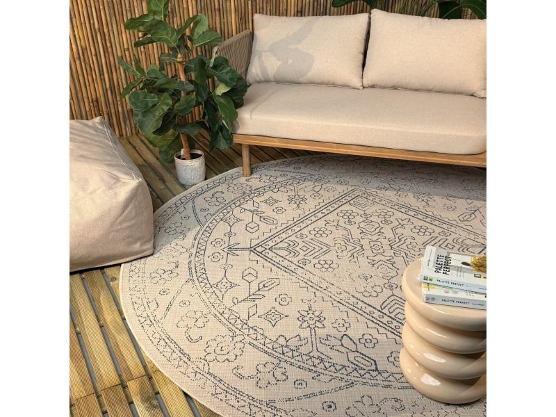 Rond buitenkleed Nova blauw - Interieur05 - Rond 240 Ø - (XL)