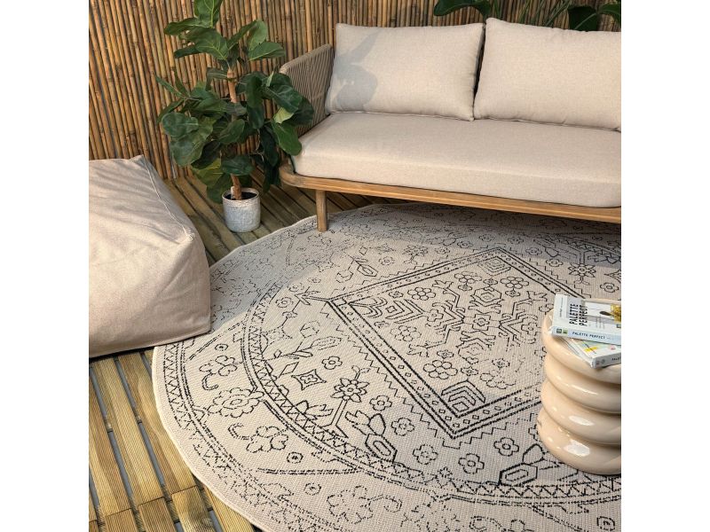 Rond buitenkleed Nova zwart/wit - Interieur05 - Rond 240 Ø - (XL)