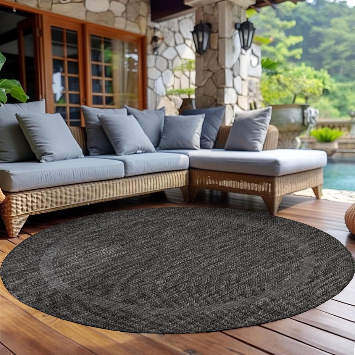 rond buitenkleed plat geweven sisal look weerbestendig voor terras en balkon