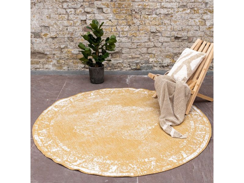 Rond Buitenkleed sage - Geel/Okergeel - dubbelzijdig - EVA Interior - Rond 200 Ø - (L)