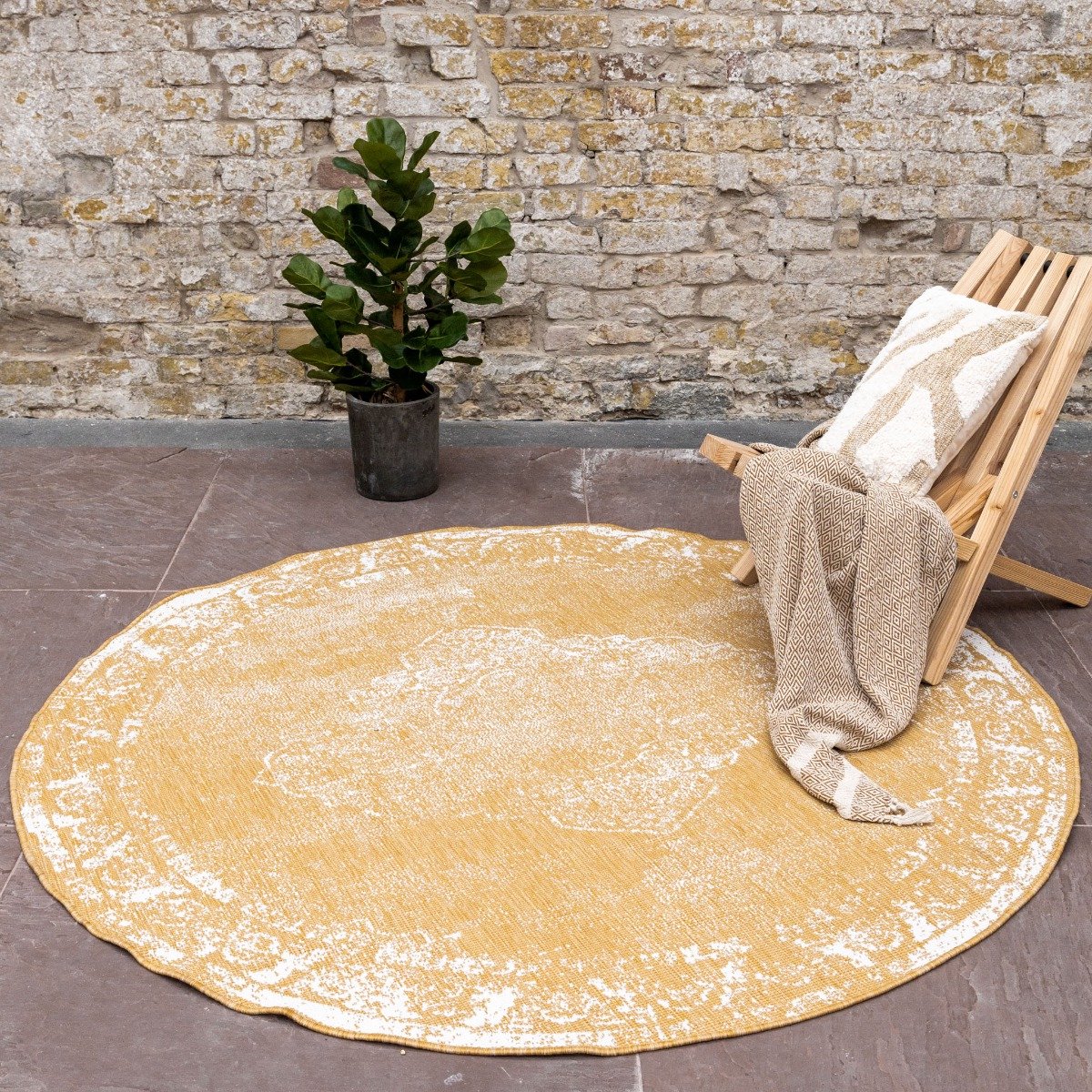 rond buitenkleed sage geel/okergeel dubbelzijdig eva interior rond 200 Ø (l)