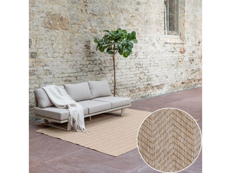 Rond Jute buitenkleed Naturel ZigZag - Rond 240 Ø - (XXL)