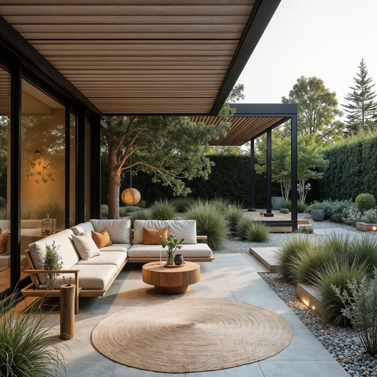 rond jute buitenkleed outdoor breeze naturel 300cm mrcarpet