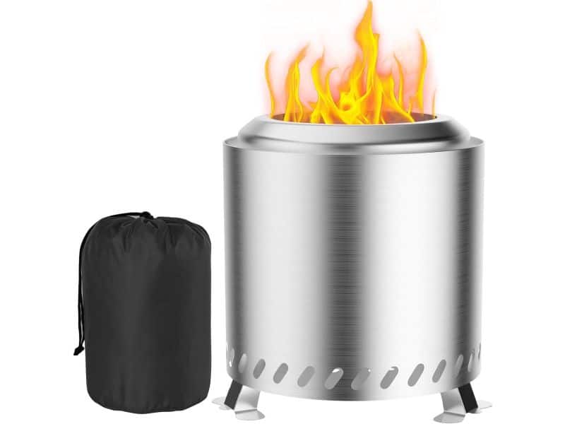 Rookvrije haard voor buiten - ideaal voor balkon en terras - 22 x 22 x 26 cm - roestvrij staal