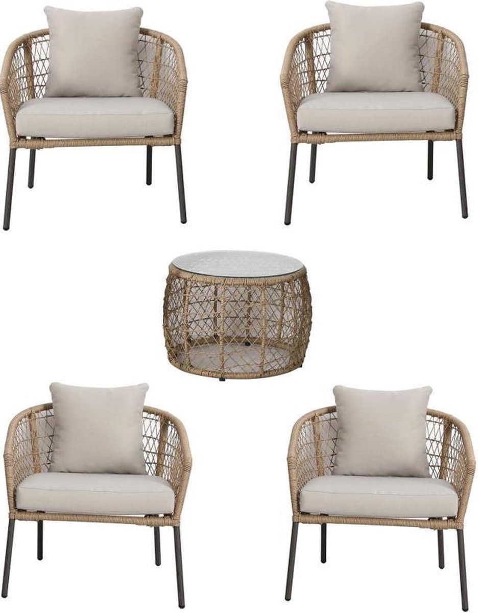 rotan set superior 2 stoelen en koffietafel tuin